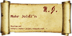 Mohr Jolán névjegykártya